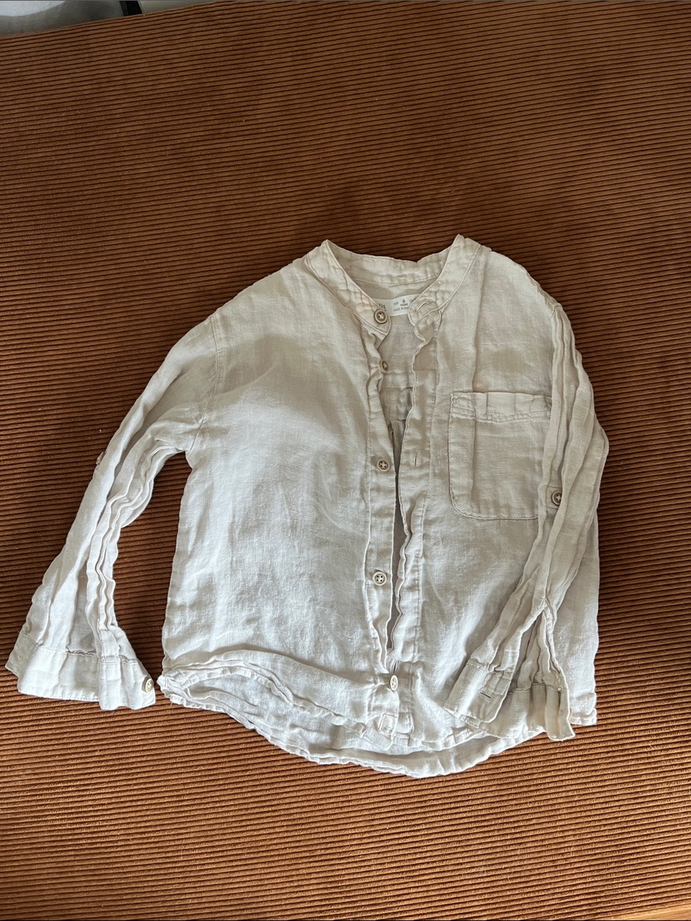 Zara Cream Linen Button-Down Shirt for Kids